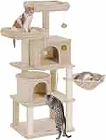 Amazon | FEANDREA キャットタワー ハンモック付き全面麻紐猫